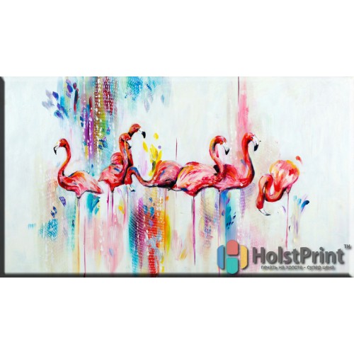 Розовый фламинго, картина фламинго, , 168.00 грн., IRR777004, , Картины Абстракция (Репродукции картин)
